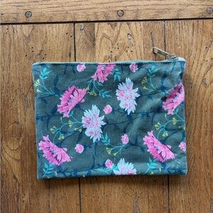 Old Navy Floral Cosmetic Bag - Green and Pink